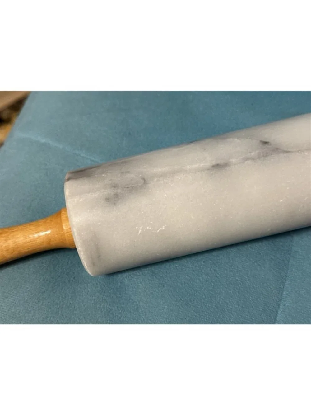 Marble Vintage Farmhouse Wooden Handle Dough Roller Rolling Pin
